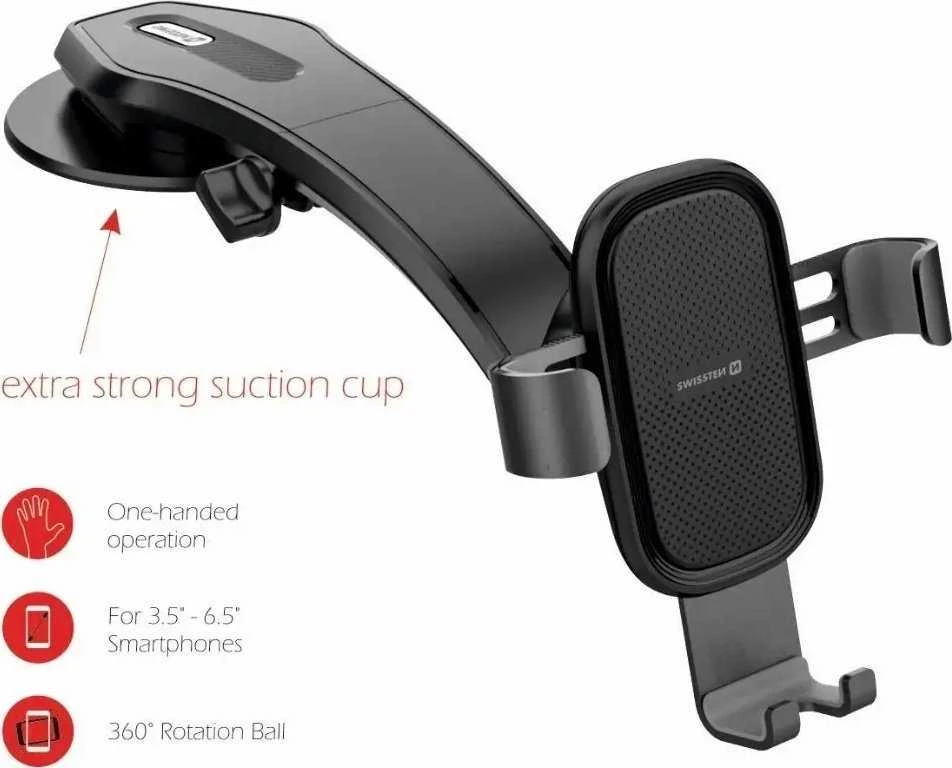 Swissten S-GRIP G1-R1 Metal Age Gravity 360 universalus automobilio skydelio laikiklis įrenginiui