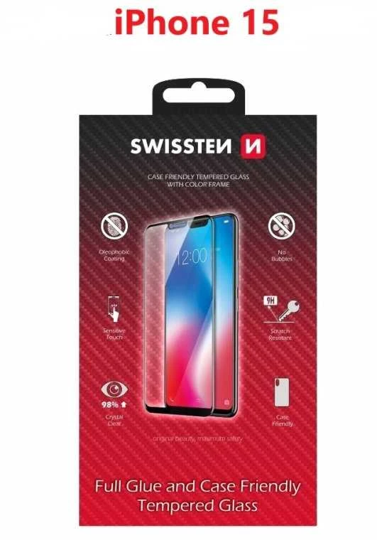 Swissten viso veido grūdintas stiklas, skirtas Apple iPhone 15 Plus