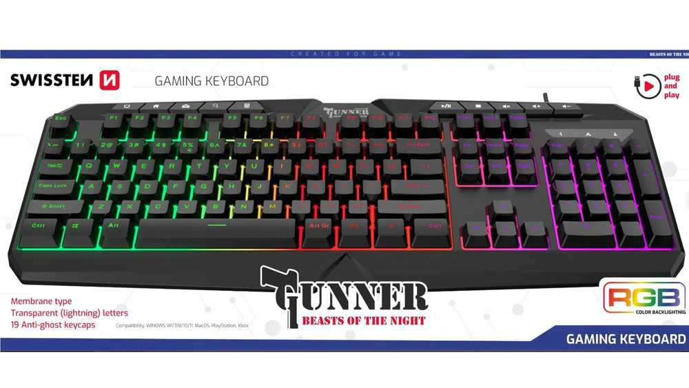 Klaviatūra Swissten Gunner Gaming Spēļu Tastatūra