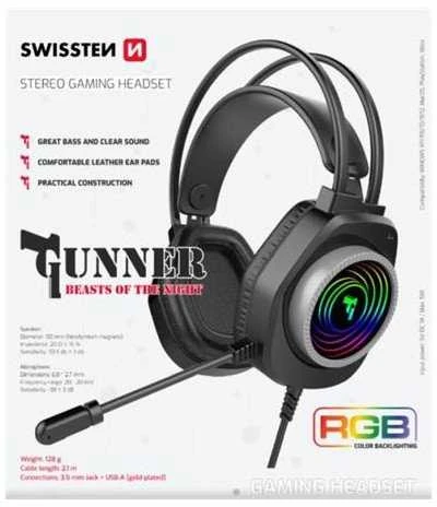 Ausinės Swissten Swissten Gunner RGB Spēļu Austiņas