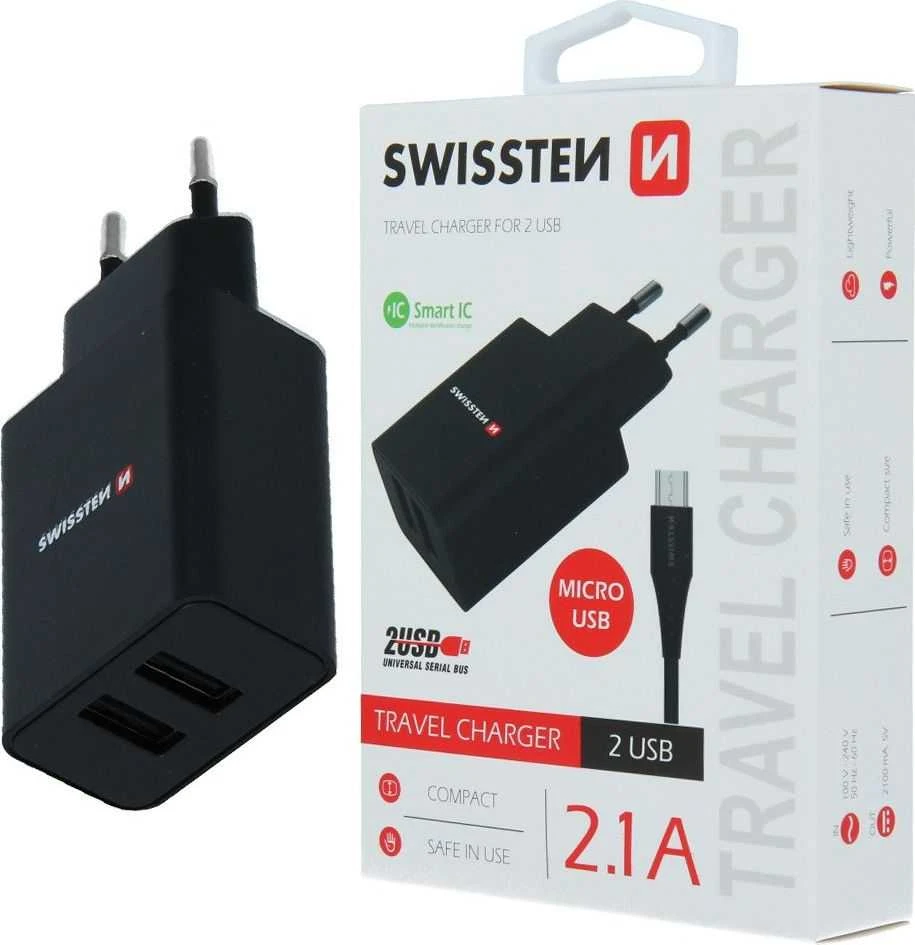 Swissten įkroviklis 2x USB-A 2.1 A (22052000)