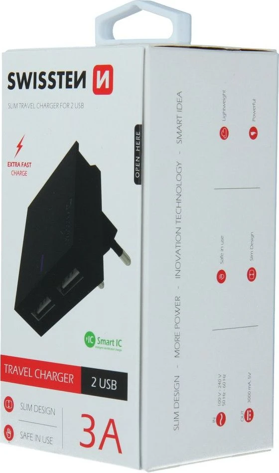 Swissten įkroviklis 2x USB-A 3 A (22031000)