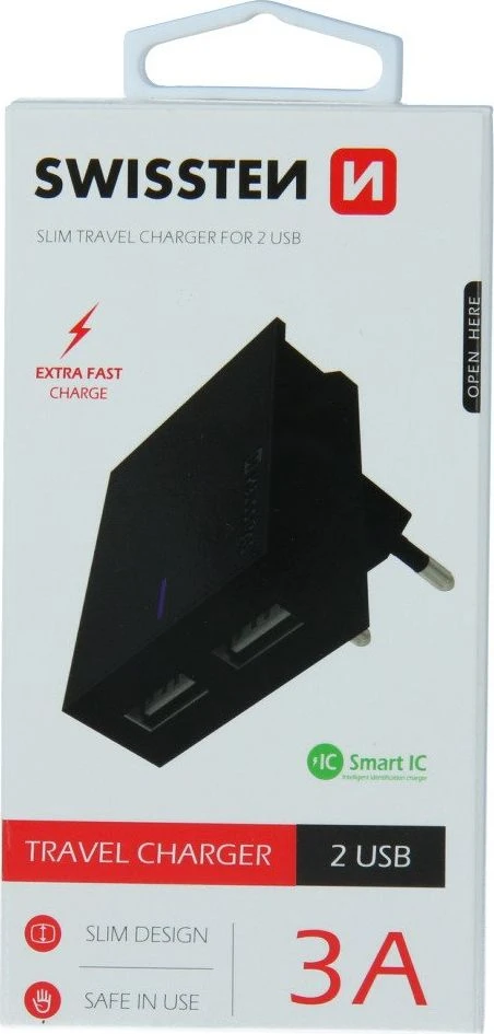Swissten įkroviklis 2x USB-A 3 A (22031000)