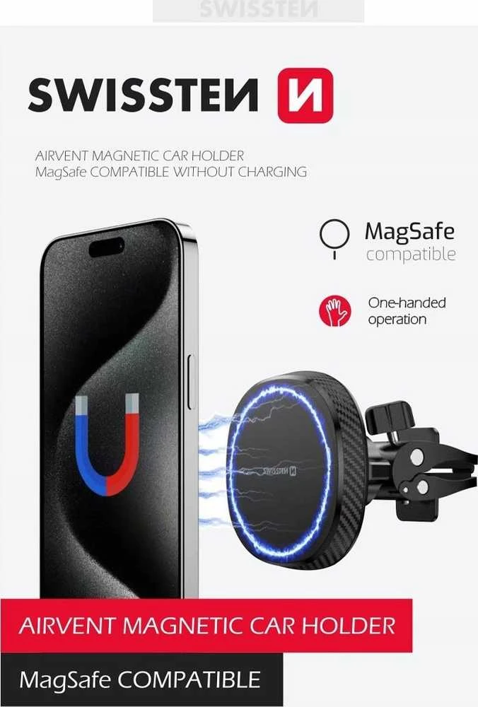„Swissten MagStick“ kompaktiškas magnetinis automobilio laikiklis (suderinamas su „MagSafe“)