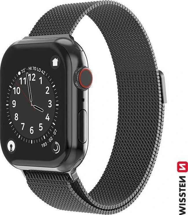 Swissten Išmaniojo laikrodžio Apple 1/2/3/4/5/6/SE dirželis, Juodos spalvos, 38/40mm