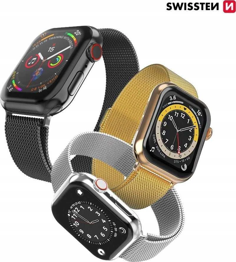 Swissten metalinis dirželis, skirtas Apple Watch 1/2/3/4/5/6/SE / 42-44 mm, Juodos spalvos