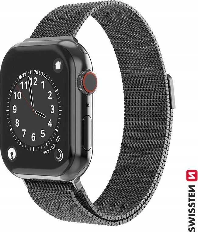 Swissten metalinis dirželis, skirtas Apple Watch 1/2/3/4/5/6/SE / 42-44 mm, Juodos spalvos