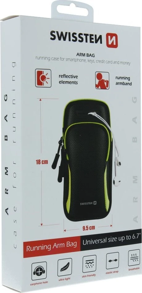 „Swissten“ mobiliojo telefono dėklas, skirtas 6,7 colių ekranui ir juodam ekranui.