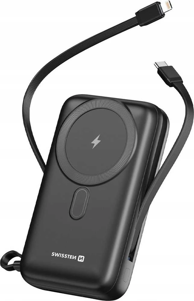 SWISSTEN Nešiojamasis įkroviklis "Powerbank" 20000 mAh PD 20W su integruotu USB-C ir „Lightning“ laidu (suderinama su „MagSafe“) 22013934