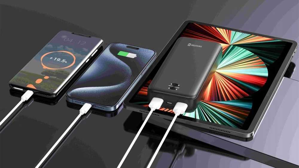 SWISSTEN, Nešiojamoji baterija, WORX PRO, Li-Pol, 5/9/12V, telefonams ir kitiems įrenginiams įkrauti, 22013961, 20000mAh, juoda