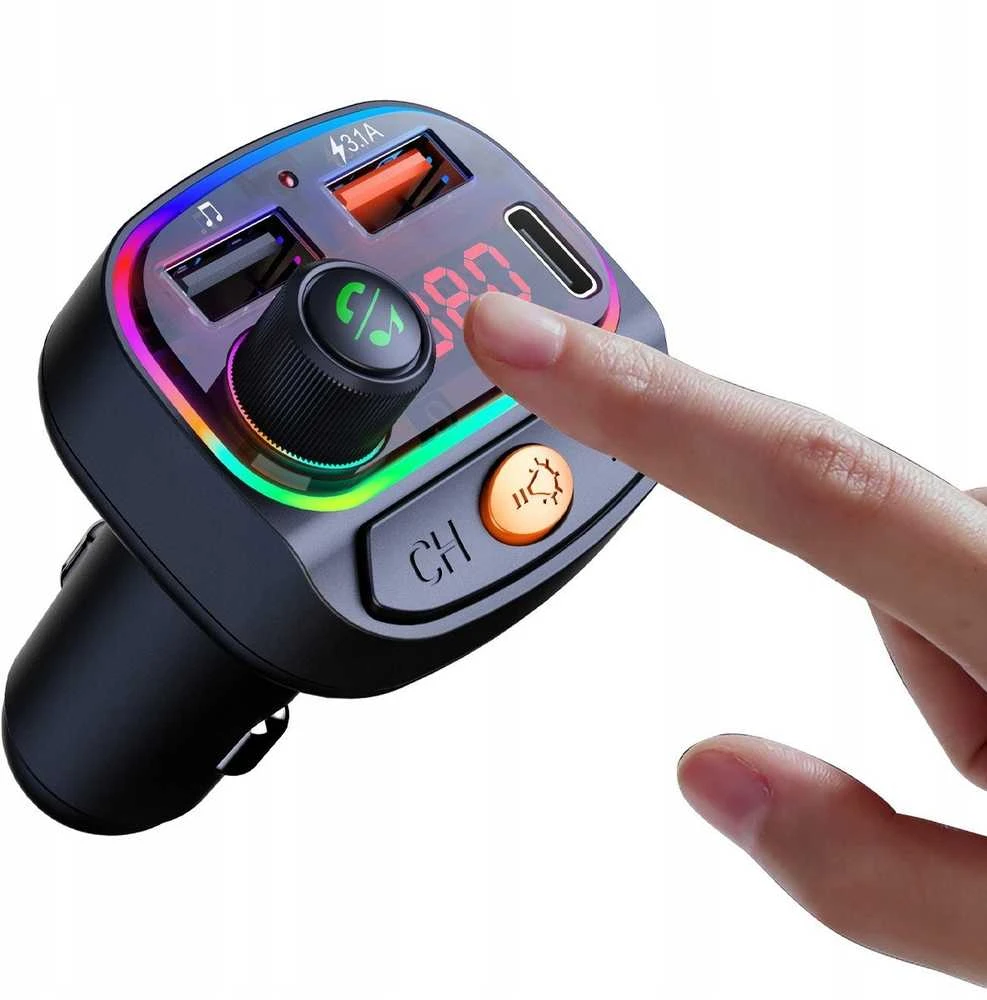 FM siųstuvas „Swissten RGB Bluetooth FM“ siųstuvas, 2x USB / USB-C