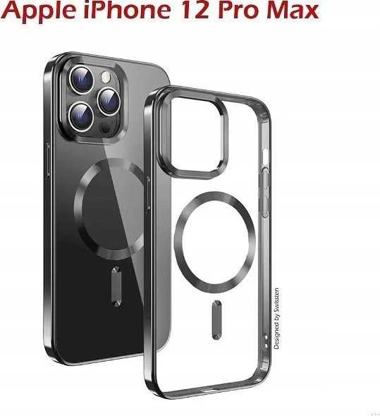 Swissten skaidrus želė „Magstick“ metalinis dėklas, skirtas „Apple iPhone 12 Pro Max“