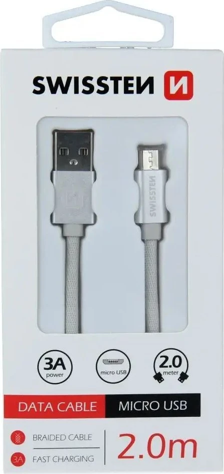 Swissten Textile Quick Charge Universalus Micro USB duomenų ir įkrovimo kabelis 2m