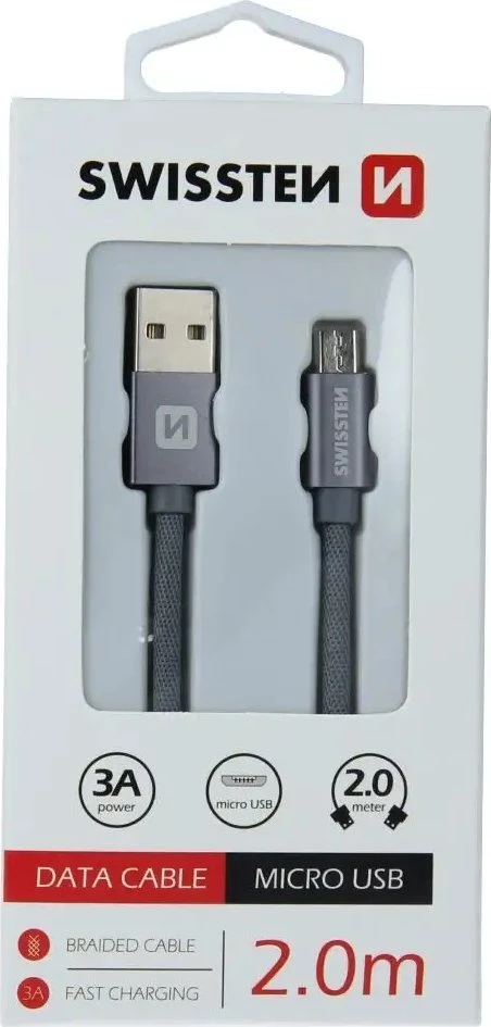 Swissten Textile Quick Charge Universalus Micro USB duomenų ir įkrovimo kabelis 2m