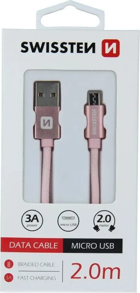 Swissten Textile Quick Charge Universalus Micro USB duomenų ir įkrovimo kabelis 2m