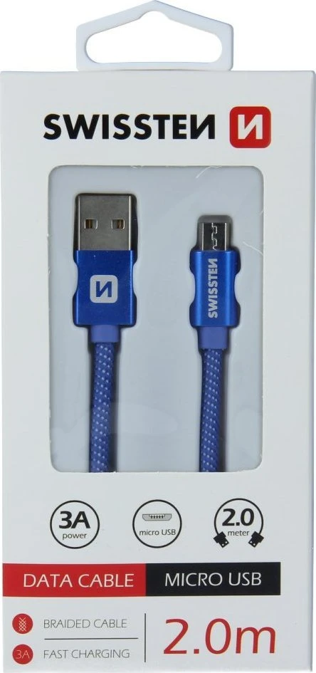 Swissten Textile Quick Charge Universalus Micro USB duomenų ir įkrovimo kabelis 2m