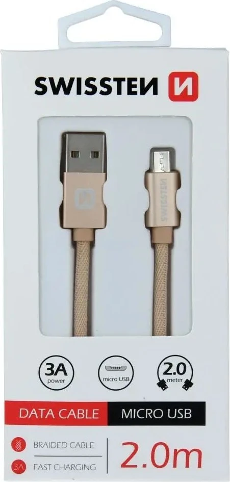 Swissten Textile Quick Charge Universalus Micro USB duomenų ir įkrovimo kabelis 2m