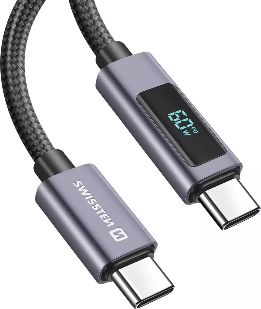 Swissten Swissten LCD Cable 60W USB-C - USB-C 1m
