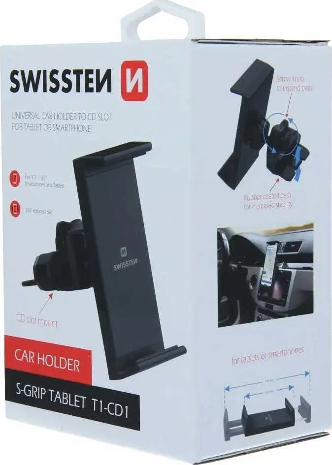 Swissten S-Grip T1-CD1 universalus automobilinis CD / radijo laikiklis planšetiniams kompiuteriams / telefonams / GPS