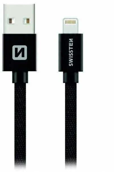 Swissten Textile Fast Charge 3A Lightning Data ir įkrovimo kabelis 2m