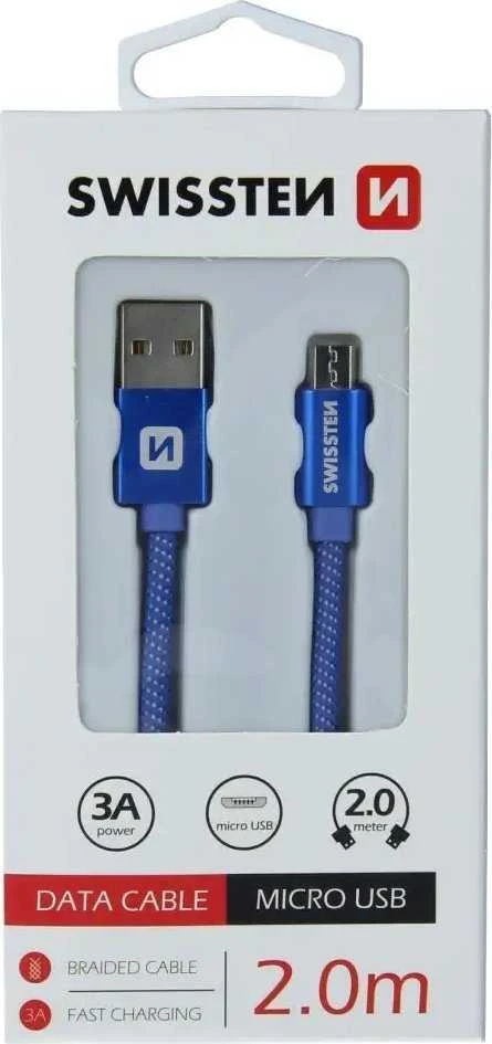 Swissten tekstylny USB - mikro USB 2.0m rožinė-auksinė