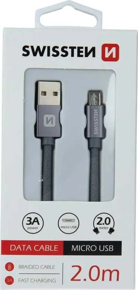 Swissten tekstylny USB - mikro USB 2.0m rožinė-auksinė