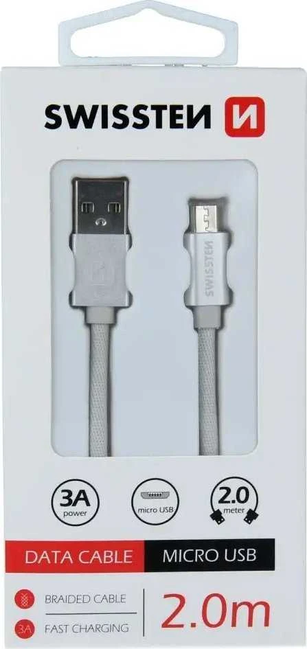 Swissten tekstylny USB - mikro USB 2.0m rožinė-auksinė