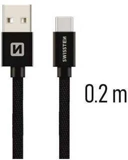Swissten Textile Universal Quick Charge 3.1 USB-C duomenų ir įkrovimo laidas 20 cm