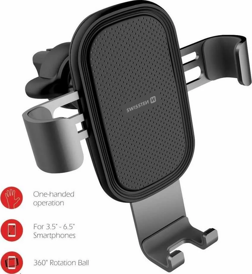 Swissten Automobilinis laikiklis gravity for ventilation groteles / cloud Type G1-AV3 juoda
