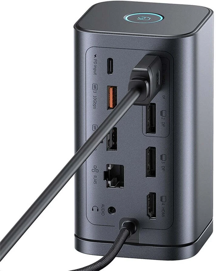 Baseus Spacemate WIN 11‑in‑1 USB‑C dokinė stotelė, 2x HDMI, DP, 100 W PD, 10 Gb/s, pilka