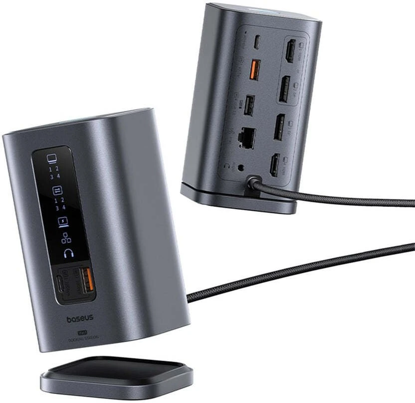 Baseus Spacemate WIN 11‑in‑1 USB‑C dokinė stotelė, 2x HDMI, DP, 100 W PD, 10 Gb/s, pilka