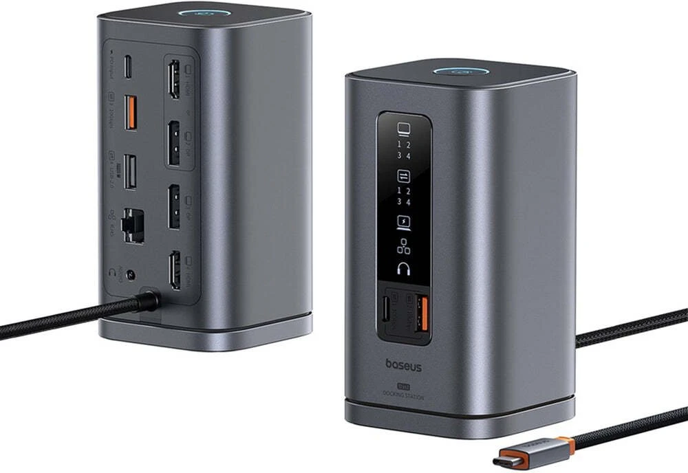 Baseus Spacemate WIN 11‑in‑1 USB‑C dokinė stotelė, 2x HDMI, DP, 100 W PD, 10 Gb/s, pilka