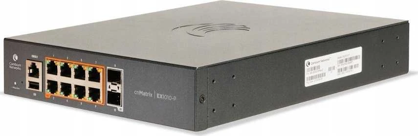 Šakotuvas Switch Cambium Networks Cambium Networks cnMatrix EX1010-P Valdomas L2/L3 Gigabit Ethernet (10/100/1000) PoE palaikymas 1U Juodas
