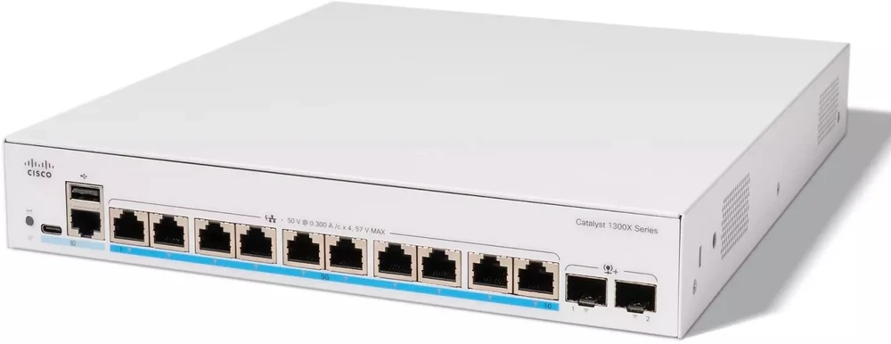 Šakotuvas Cisco CATALYST 1300X 10-PORT 5GE UPOE - 2X10G SFP+