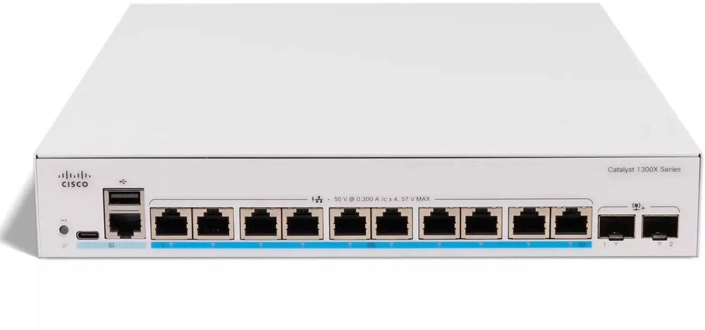 Šakotuvas Cisco CATALYST 1300X 10-PORT 5GE UPOE - 2X10G SFP+