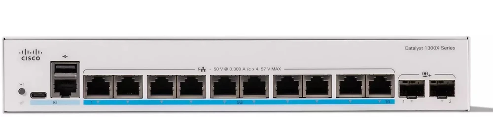 Šakotuvas Cisco CATALYST 1300X 10-PORT 5GE UPOE - 2X10G SFP+