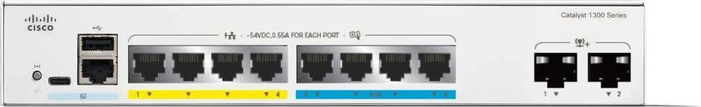 Šakotuvas Cisco CATALYST 1300 4-PORT 2.5GE - 4-PORT GE POE 2X10G SFP+