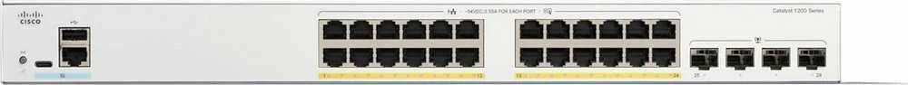 Šakotuvas CISCO Catalyst 1200 24 prievadų GE PoE 4x1G