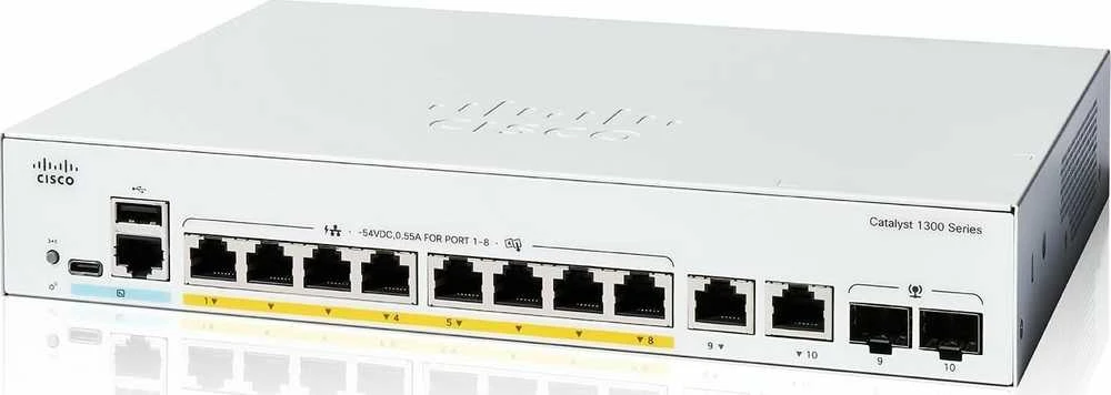 Šakotuvas Cisco CATALYST 1300 8-PORT GE POE EXT - PS 2X1G COMBO