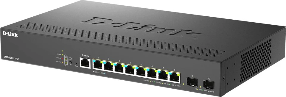 Šakotuvas D-LINK DMS-1250-10SP/E 10 prievadų 2.5G išmanusis valdomas PoE komutatorius | D-Link