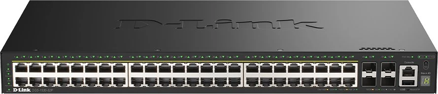 Šakotuvas D-Link 48 prievadų gigabito sudedamas išmanusis valdomas PoE komutatorius | D-Link