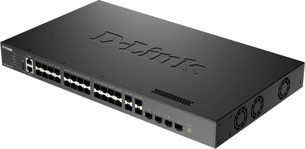 Šakotuvas D-Link DXS-3410-32SY/E 3 lygio sudedami 10 gigabitų valdomi komutatoriai | D-Link