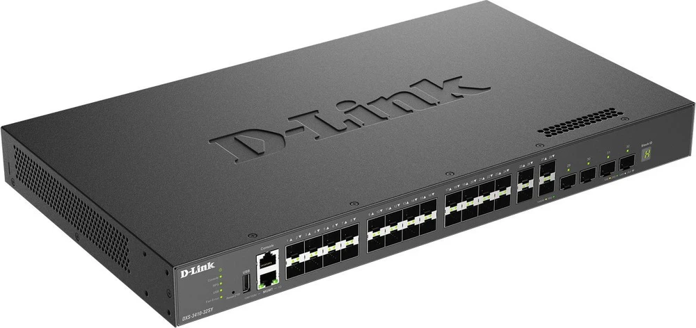 Šakotuvas D-Link DXS-3410-32SY/E 3 lygio sudedami 10 gigabitų valdomi komutatoriai | D-Link