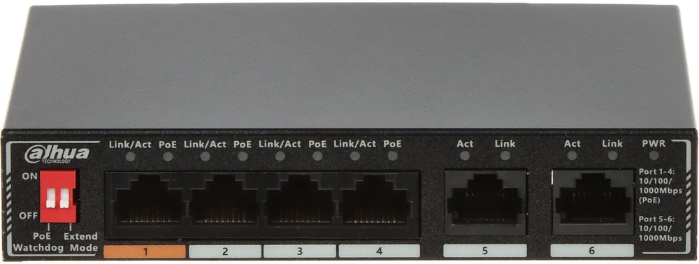 Šakotuvas SWITCH POE SG1006P 4 PRIEVADŲ DAHUA