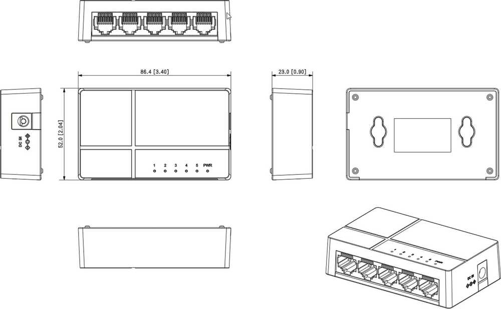Šakotuvas Switch Dahua Technology PFS3005-5GT-L-V2