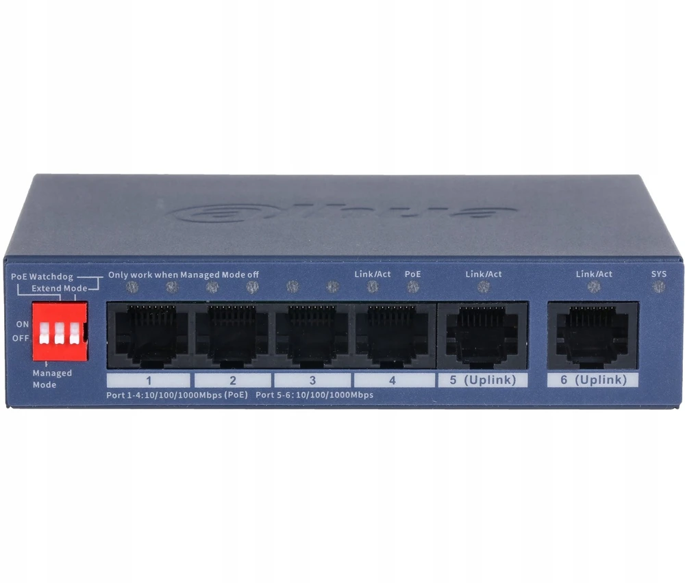 Šakotuvas SWITCH POE CS4006-4GT-36 4 PRIEVADŲ DAHUA