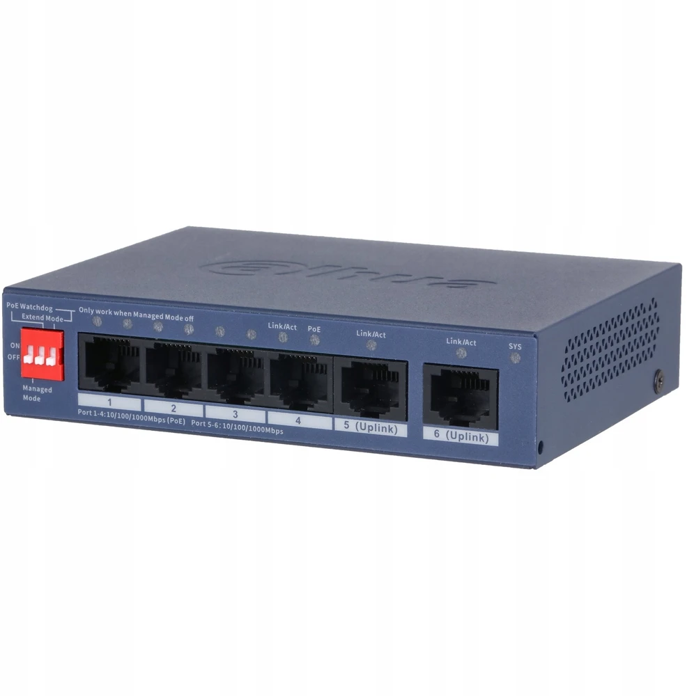 Šakotuvas SWITCH POE CS4006-4GT-36 4 PRIEVADŲ DAHUA