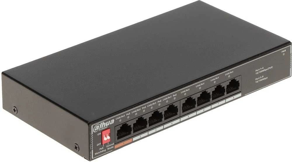 Šakotuvas SWITCH POE SF1008LP 8 PRIEVADŲ, 4 PoE DAHUA