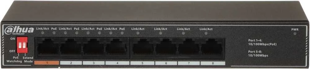 Šakotuvas SWITCH POE SF1008LP 8 PRIEVADŲ, 4 PoE DAHUA