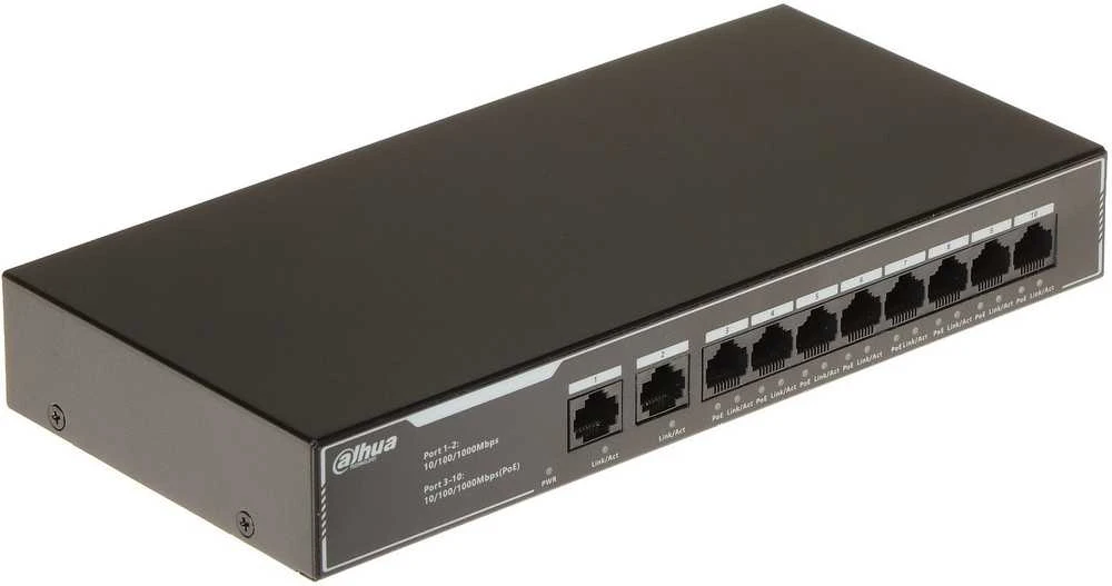 Šakotuvas SWITCH POE SG1010LP 8 PRIEVADŲ DAHUA